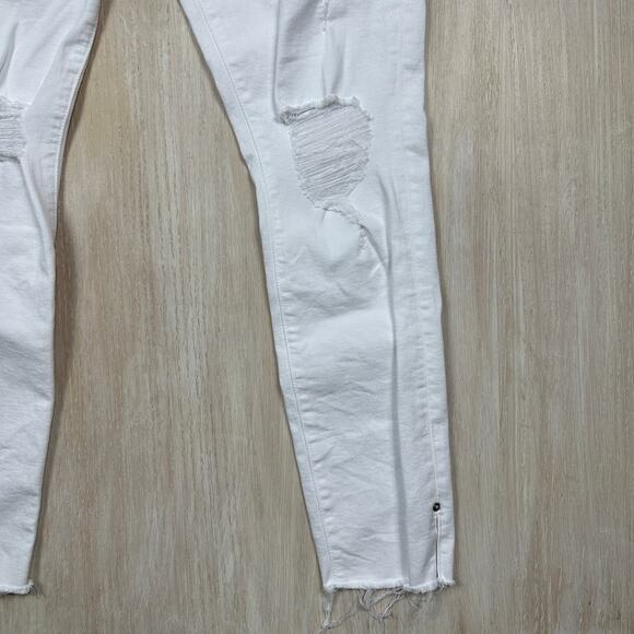 FRAME Le High Skinny Crop Jeans White Distressed Frayed Hem Stretch Denim 30 - Picture 4 of 16